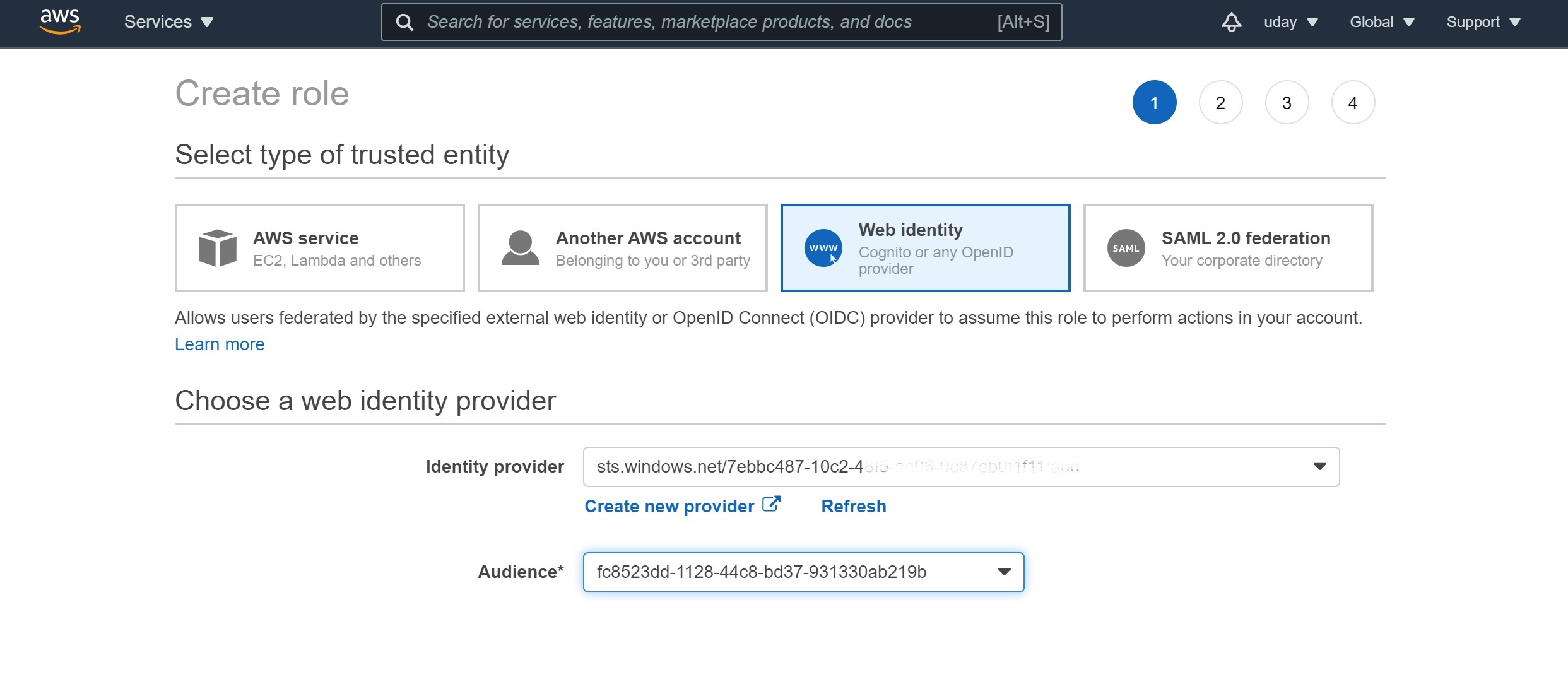 Assign role to identity provider