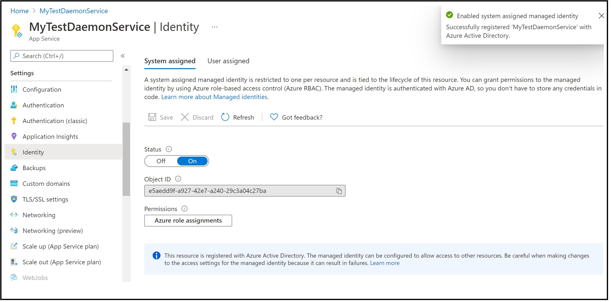 Creating and assigning a managed identity